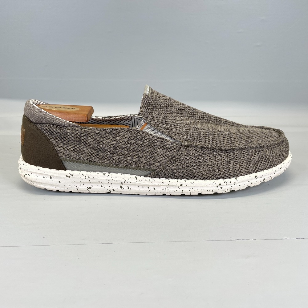 Hey Dude Thad Sox Shoes Mens Size 13 Brown Kalamata Fabric Slip On Sneakers